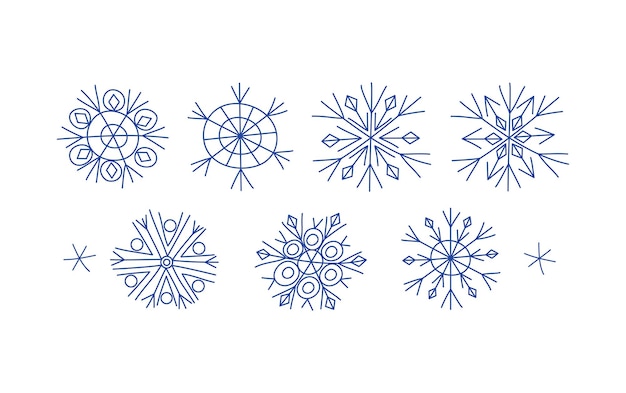 Establecer copos de nieve doodle