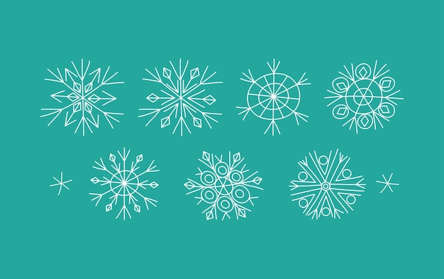 Establecer copos de nieve doodle