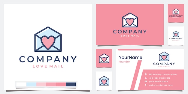 Establecer el correo de amor de la empresa del logotipo con la inspiración del diseño del logotipo de la versión en color