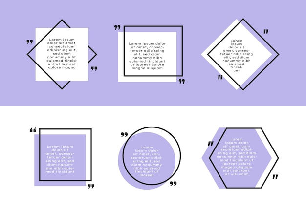 Establecer cuadros de mensajes de texto geométricos de diferentes formas cuadro de cotización de color bocadillo de diálogo ilustración vectorial moderna