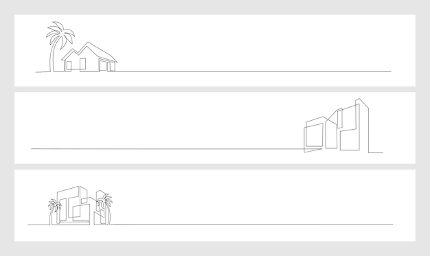 Establecer dibujo continuo de una línea Logotipo de la casa moderna