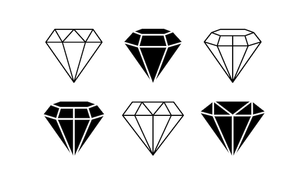Establecer diferentes formas piedras preciosas Elementos de diseño de arte de línea de diamante Ilustración vectorial