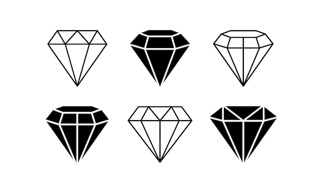 Vector establecer diferentes formas piedras preciosas elementos de diseño de arte de línea de diamante ilustración vectorial