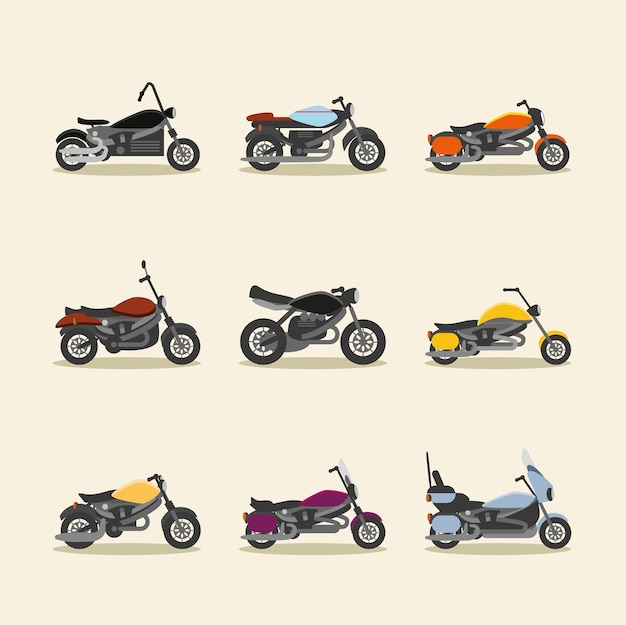 Vector establecer diferentes motocicletas