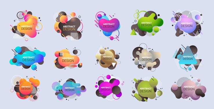 Vector establecer dinámicas de color gradiente gradiente banners abstractos que fluye formas líquidas insignias de colores fluidos elemento gráfico moderno horizontal