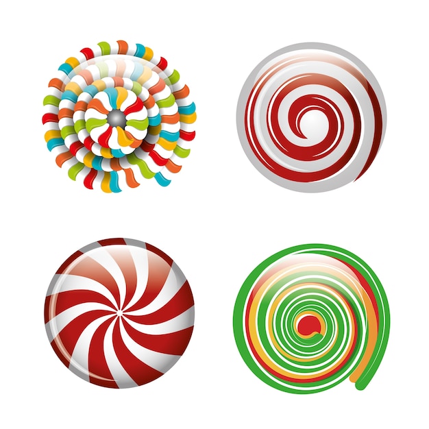 Vector establecer el diseño del color de los lollipop espiral diferentes
