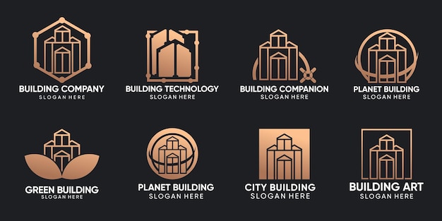 Establecer diseño de logotipo de edificio vector premium