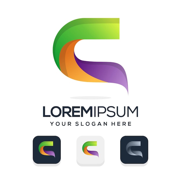 establecer el diseño del logotipo de la letra c del paquete