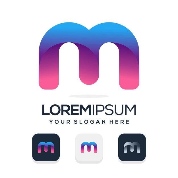 establecer el diseño del logotipo de la letra m del paquete