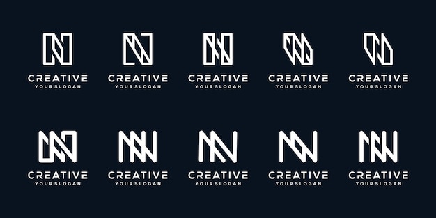 establecer el diseño del logotipo de la letra n del paquete