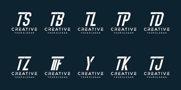 establecer el diseño del logotipo de la letra t del paquete