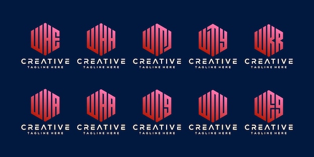 Establecer el diseño del logotipo de la letra w del paquete