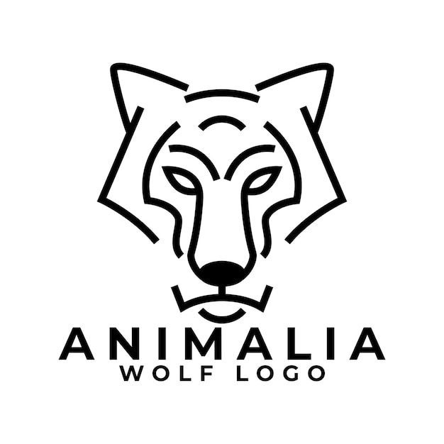 Establecer diseño de logotipo de lobo monoline Vector