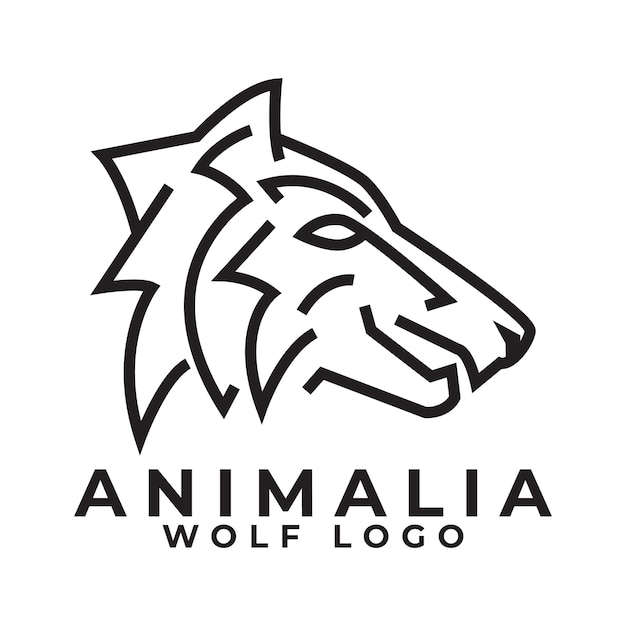 Establecer diseño de logotipo de lobo monoline vector