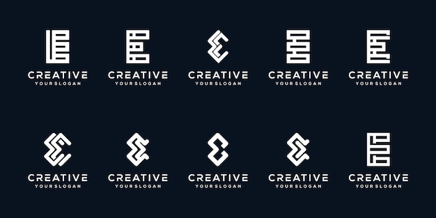 Establecer diseño de logotipo moderno letra e