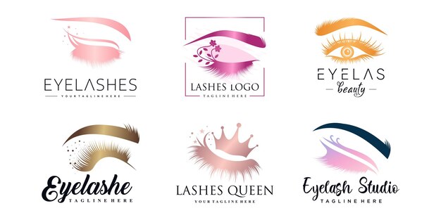 Establecer diseño de logotipo de pestañas con concepto abstracto moderno Premium Vector parte 3