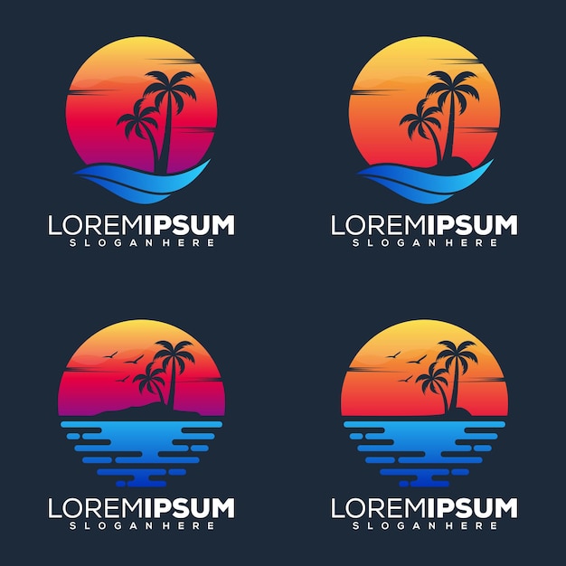 Establecer diseño de logotipo de playa