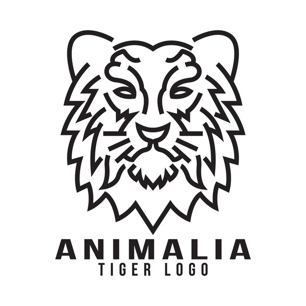 Establecer diseño de logotipo de tigre monoline Vector