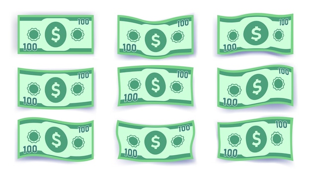 Establecer dólares de dinero 3D estados unidos de américa cien dólares