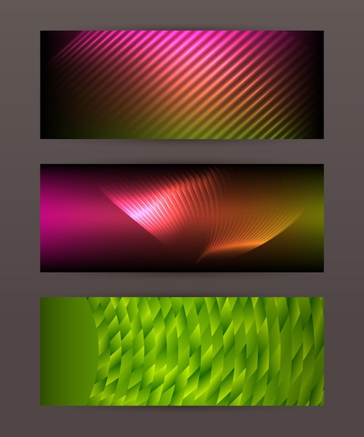 Establecer elemento de diseño de banner horizontal resplandor de fondo forma abstracta15