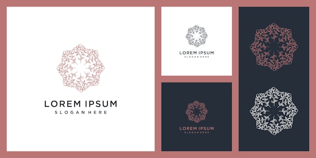 Establecer elemento de hojas circulares, producto ecológico orgánico, diseño de logotipo inspirador