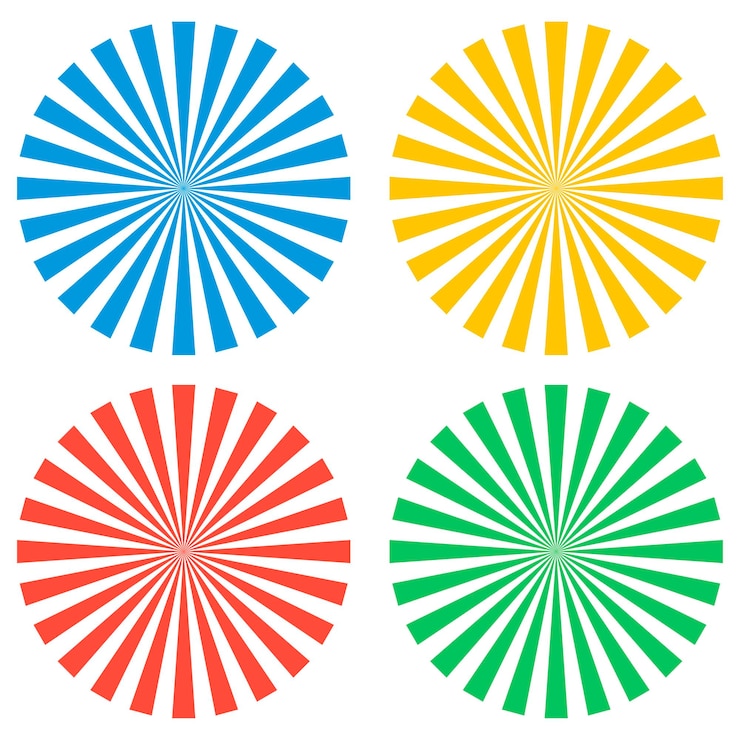 Vector establecer elemento de vigas de rayos de colores aislado en blanco