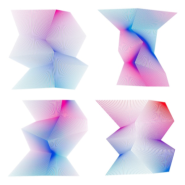 Establecer elementos de diseño de colores de líneas abstractas sobre fondo blanco de ondas angulares Ilustración vectorial eps 10 para grunge elegante tarjeta de visita imprimir folleto flyer banners cubrir libro etiqueta tela