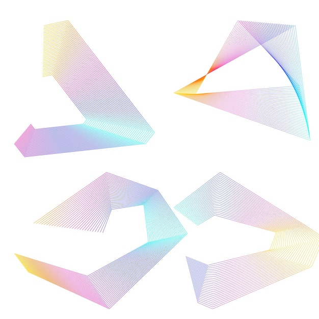 Establecer elementos de diseño de colores de líneas abstractas sobre fondo blanco de ondas angulares Ilustración vectorial eps 10 para grunge elegante tarjeta de visita imprimir folleto flyer banners cubrir libro etiqueta tela