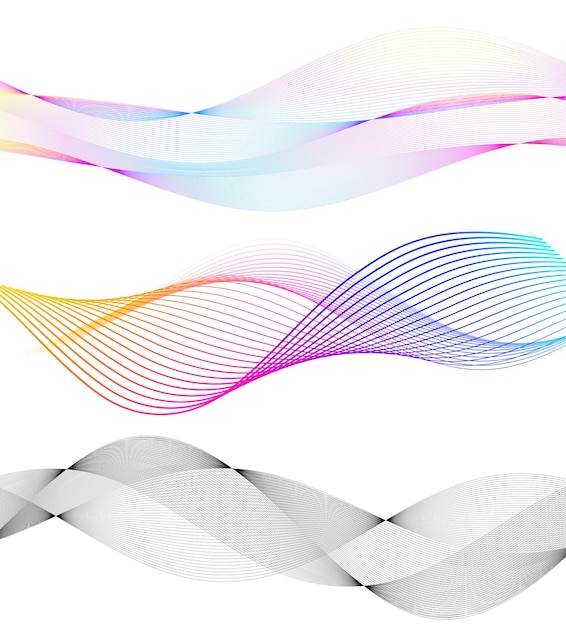 Establecer elementos de diseño de colores de líneas abstractas sobre fondo blanco de ondas Vector Ilustración eps 10 para grunge elegante tarjeta de visita imprimir folleto flyer banners cubrir libro etiqueta tela