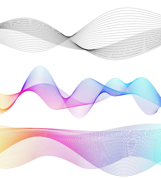 Establecer elementos de diseño de colores de líneas abstractas sobre fondo blanco de ondas Vector Ilustración eps 10 para grunge elegante tarjeta de visita imprimir folleto flyer banners cubrir libro etiqueta tela