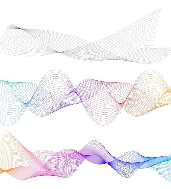 Establecer elementos de diseño de colores de líneas abstractas sobre fondo blanco de ondas Vector Ilustración eps 10 para grunge elegante tarjeta de visita imprimir folleto flyer banners cubrir libro etiqueta tela