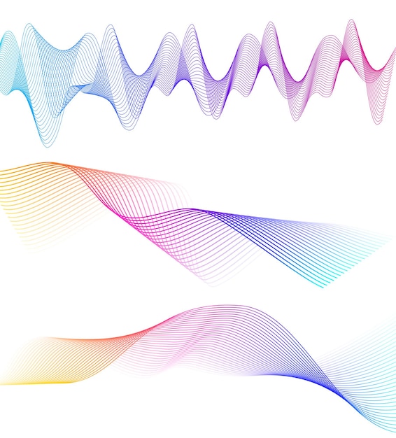 Establecer elementos de diseño de colores de líneas abstractas sobre fondo blanco de ondas Vector Ilustración eps 10 para grunge elegante tarjeta de visita imprimir folleto flyer banners cubrir libro etiqueta tela
