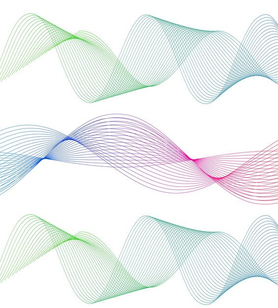 Establecer elementos de diseño de colores de líneas abstractas sobre fondo blanco de ondas Vector Ilustración eps 10 para grunge elegante tarjeta de visita imprimir folleto flyer banners cubrir libro etiqueta tela