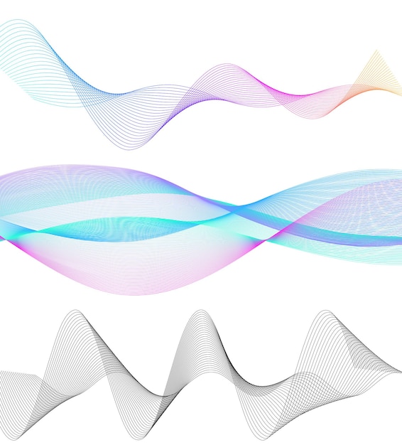 Establecer elementos de diseño de colores de líneas abstractas sobre fondo blanco de ondas Vector Ilustración eps 10 para grunge elegante tarjeta de visita imprimir folleto flyer banners cubrir libro etiqueta tela