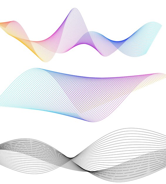 Establecer elementos de diseño de colores de líneas abstractas sobre fondo blanco de ondas Vector Ilustración eps 10 para grunge elegante tarjeta de visita imprimir folleto flyer banners cubrir libro etiqueta tela