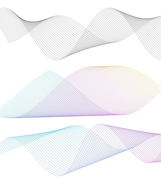 Establecer elementos de diseño de colores de líneas abstractas sobre fondo blanco de ondas Vector Ilustración eps 10 para grunge elegante tarjeta de visita imprimir folleto flyer banners cubrir libro etiqueta tela