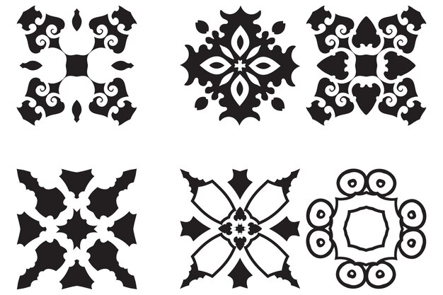 Establecer elementos de mandala decorativos de dibujo a mano