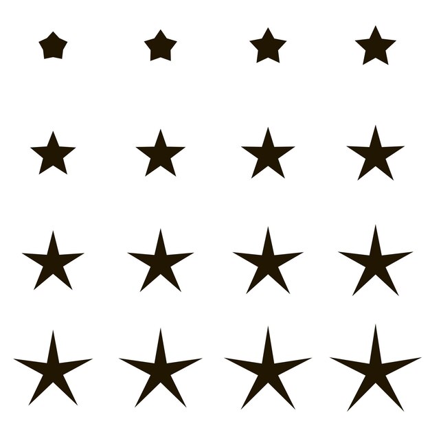 Establecer estrellas con diferentes ángulos de rayos vector
