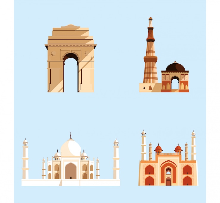 Vector establecer estructuras emblemáticas de la arquitectura india