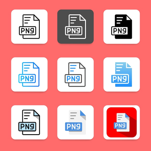 Establecer la extensión png del documento icono tipo de archivo formato de archivo y archivo
