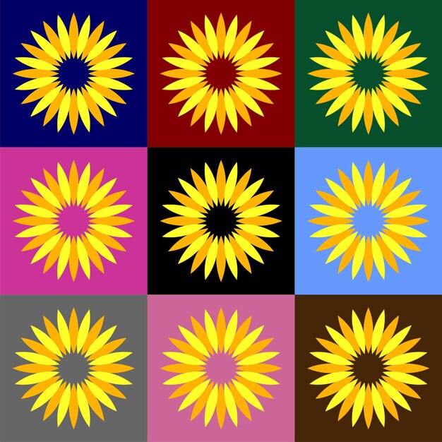 Establecer flor girasol vector Logo plantilla ilustración diseño EPS 10