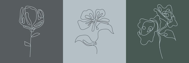 establecer flores ilustración creativa estilo de arte de línea minimalista