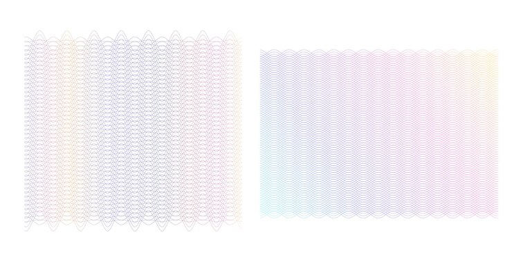 Vector establecer fondo lineal color del arco iris suave elementos de diseño líneas poligonales guilloché capa protectora para la plantilla de billetes, diplomas y certificados ilustración vectorial eps 10