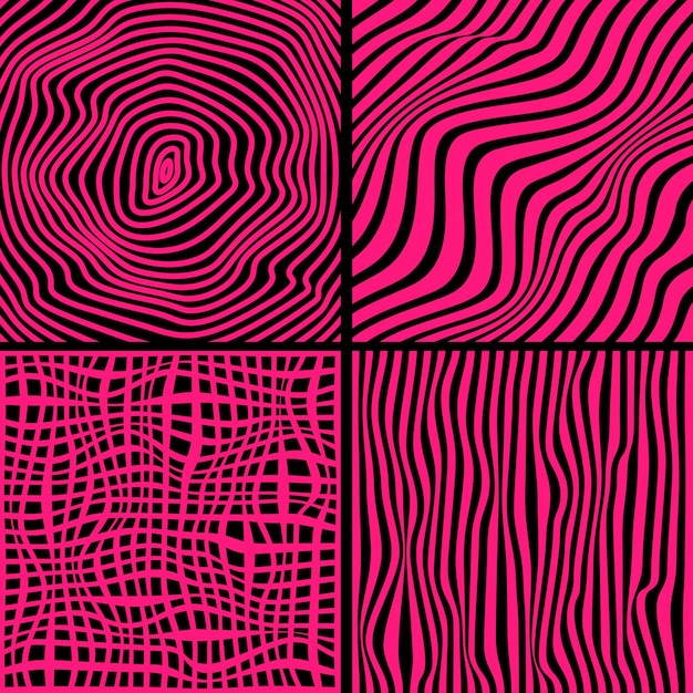 Establecer fondo de líneas de distorsión Distorsionar rayas patrón moderno abstracto Op art ilusión ondas