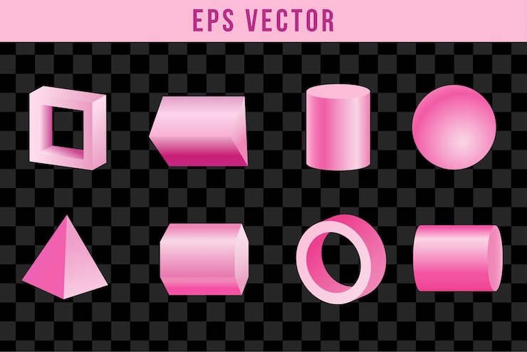 Vector establecer forma 3d formas púrpuras brillo rosa vector eps
