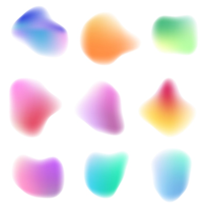 Vector establecer formas coloridas con efecto de desenfoque en vector
