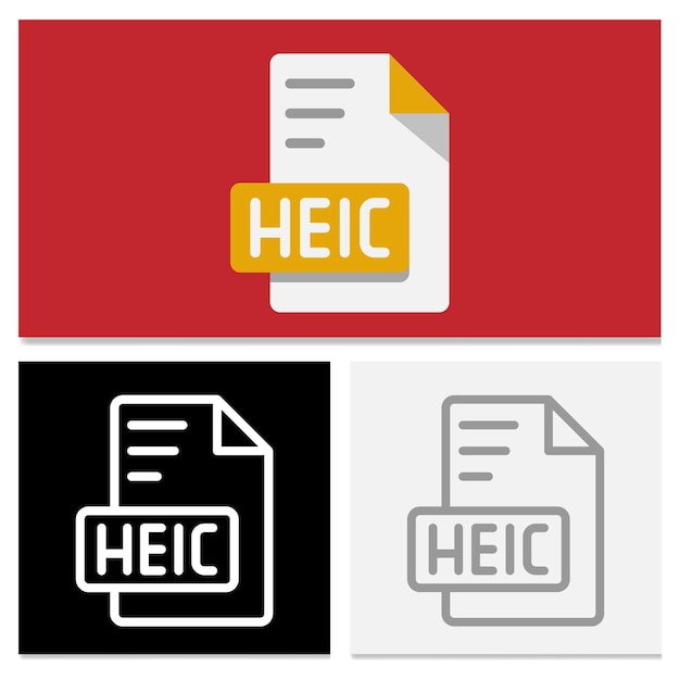 Establecer el formato de archivo del documento heic el formato del archivo elegante el icono plano