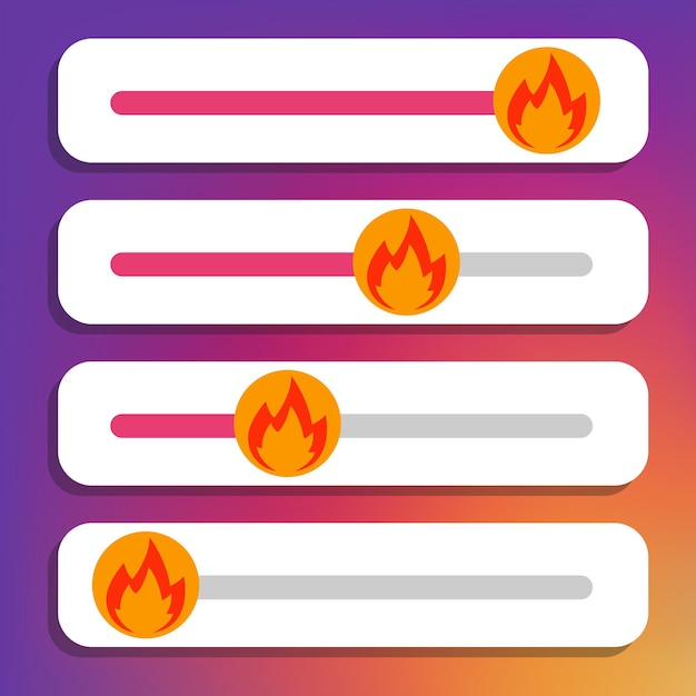 Establecer fuego deslizante Conjunto de lindo fuego deslizante Ilustración vectorial