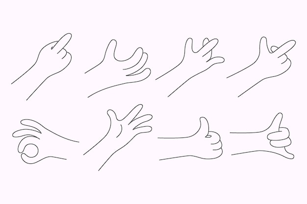 Vector establecer gestos de mano expresivos vectoriales