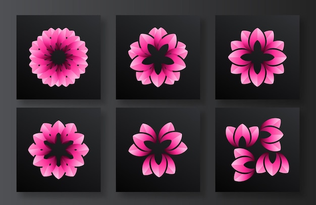 Establecer gradiente flor Logo diseño vector plantilla vector ilustración